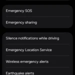 Cài đặt An toàn và Khẩn cấp trên điện thoại Android, nơi quản lý các tính năng bảo vệ người dùng.