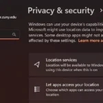 Cài đặt dịch vụ vị trí trong Windows 11, hiển thị tùy chọn bật/tắt định vị