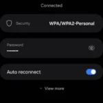 Cài đặt mạng Wi-Fi và tùy chọn mã QR để chia sẻ kết nối trên Samsung One UI 6.1.