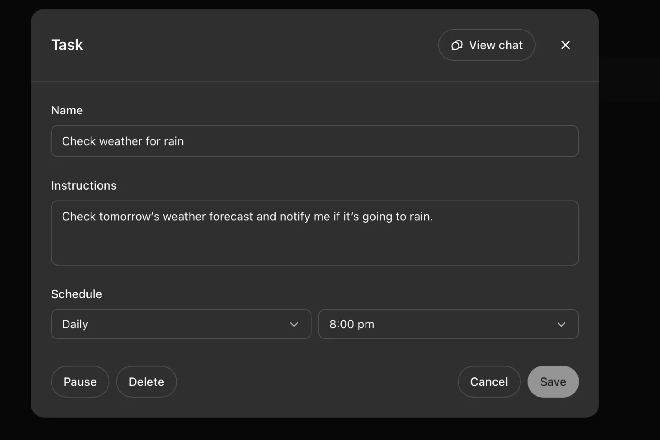 Chỉnh sửa nhắc nhở công việc trên ChatGPT Tasks
