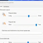 Cửa sổ Keyboard Properties điều chỉnh Repeat Delay và Repeat Rate để khắc phục độ trễ bàn phím.