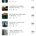 Danh sách các Reels của Instagram hiển thị trong giao diện ứng dụng Edits, minh họa khả năng quản lý hiệu suất nội dung trực tiếp