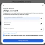 Giao diện cài đặt đổi mật khẩu trên ứng dụng Facebook