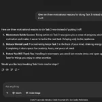 Giao diện ChatGPT hiển thị phân tích nhiệm vụ chi tiết bao gồm thời gian ước tính, bước đầu tiên và lợi ích giúp tối ưu công việc