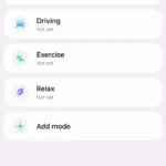 Giao diện chính của Samsung Modes and Routines trên điện thoại Galaxy