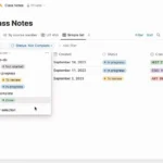 Giao diện cơ sở dữ liệu Notion với các ghi chú bài giảng đại học, minh họa sự phức tạp của công cụ quản lý kiến thức cá nhân