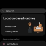Giao diện màn hình chính của tính năng Chế độ và Quy trình (Modes and Routines) trên điện thoại Samsung Galaxy, hiển thị các chế độ và gợi ý tự động hóa.