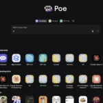 Giao diện nền tảng Poe AI trên máy tính để bàn, hiển thị các lựa chọn mô hình chatbot AI như GPT-4o, Claude