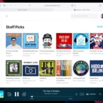 Giao diện nghe podcast Pocket Casts trên nền web với tính năng phát nhạc.