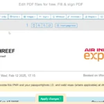 Giao diện Sejda Web Editor đang chỉnh sửa tài liệu PDF với công cụ văn bản, giữ nguyên định dạng và font chữ gốc.