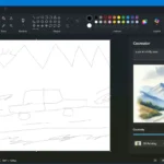 Giao diện tính năng Cocreator trong Microsoft Paint đang biến phác thảo thành tranh phong cảnh chi tiết bằng AI