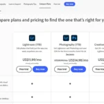 Giao diện trang web Adobe giới thiệu gói Adobe Photography Plan kèm ứng dụng Photoshop và Lightroom.