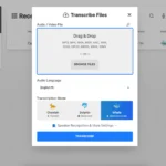 Giao diện Turboscribe AI hiển thị các tùy chọn tốc độ chuyển đổi giọng nói như Cheetah, Dolphin và Whale để tối ưu độ chính xác và thời gian xử lý.