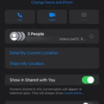 Giao diện tùy chọn "Rời Cuộc Trò Chuyện" trong nhóm iMessage trên ứng dụng Tin nhắn iPhone.