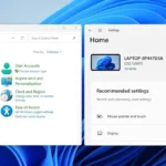 Giao diện ứng dụng Cài đặt (Settings) và Bảng điều khiển (Control Panel) của Windows 11 đặt cạnh nhau thể hiện sự song song tồn tại.