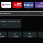 Giao diện ứng dụng trình duyệt web được mở trên Smart TV
