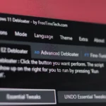 Giao diện Windows 11 Debloater đang chạy trên hệ thống, minh họa các tùy chọn gỡ bloatware và cài đặt ứng dụng.