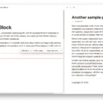 Hai trang Notion hiển thị thông báo bản quyền như một ví dụ về khối được đồng bộ hóa