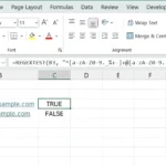 Hình ảnh minh họa hàm REGEXTEST trong Excel kiểm tra định dạng email hợp lệ.