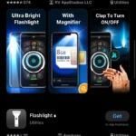 Kết quả tìm kiếm ứng dụng đèn pin trên App Store iPhone