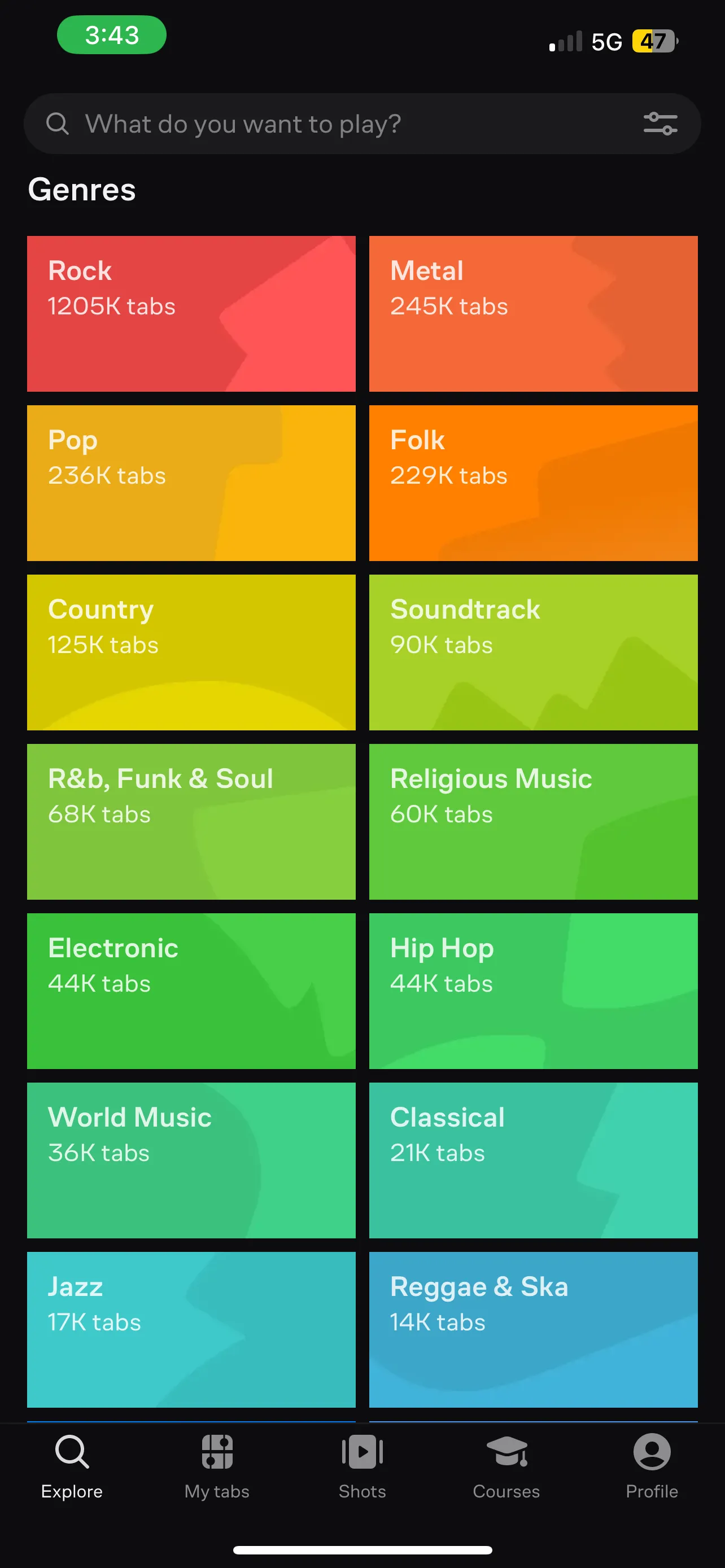 Kho tab Ultimate Guitar được sắp xếp theo thể loại nhạc