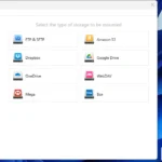 Màn hình chính CloudMounter hiển thị các tùy chọn kết nối đám mây trên Windows 11