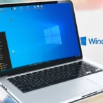Máy tính xách tay chạy Windows 10 với đĩa cài đặt và USB