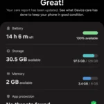 Menu Chăm sóc thiết bị trên điện thoại Samsung giúp quản lý bộ nhớ