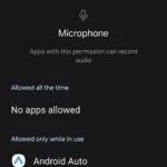Menu quản lý quyền micro trên Android