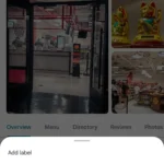 Menu tùy chọn gán nhãn địa điểm trên Google Maps