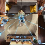 Phụ nữ trẻ sử dụng điện thoại thông minh để kiểm soát các thiết bị nhà thông minh, minh họa việc quản lý các thiết bị kết nối Wi-Fi.