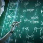 robot giải toán trên bảng xanh mô phỏng AI suy luận