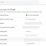 Trang cài đặt bảo mật tài khoản Google