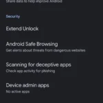 Trang cài đặt bảo mật và quyền riêng tư trên điện thoại Pixel với tùy chọn Extend Unlock được làm nổi bật.