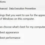 Tùy chỉnh cài đặt hiệu ứng trực quan trong cửa sổ tùy chọn hiệu suất