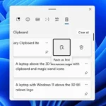 Tùy chọn dán dưới dạng văn bản được làm nổi bật trong Clipboard Windows 11