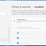 Tùy chọn dịch vụ vị trí trong cài đặt quyền riêng tư Windows 11