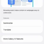 Tùy chọn Hỗ trợ duyệt web (Browsing Assist) trong Galaxy AI giúp tóm tắt nội dung trang web.
