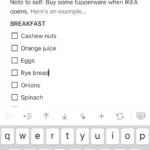 Ứng dụng Notion với danh sách mua sắm minh họa cho việc lập kế hoạch