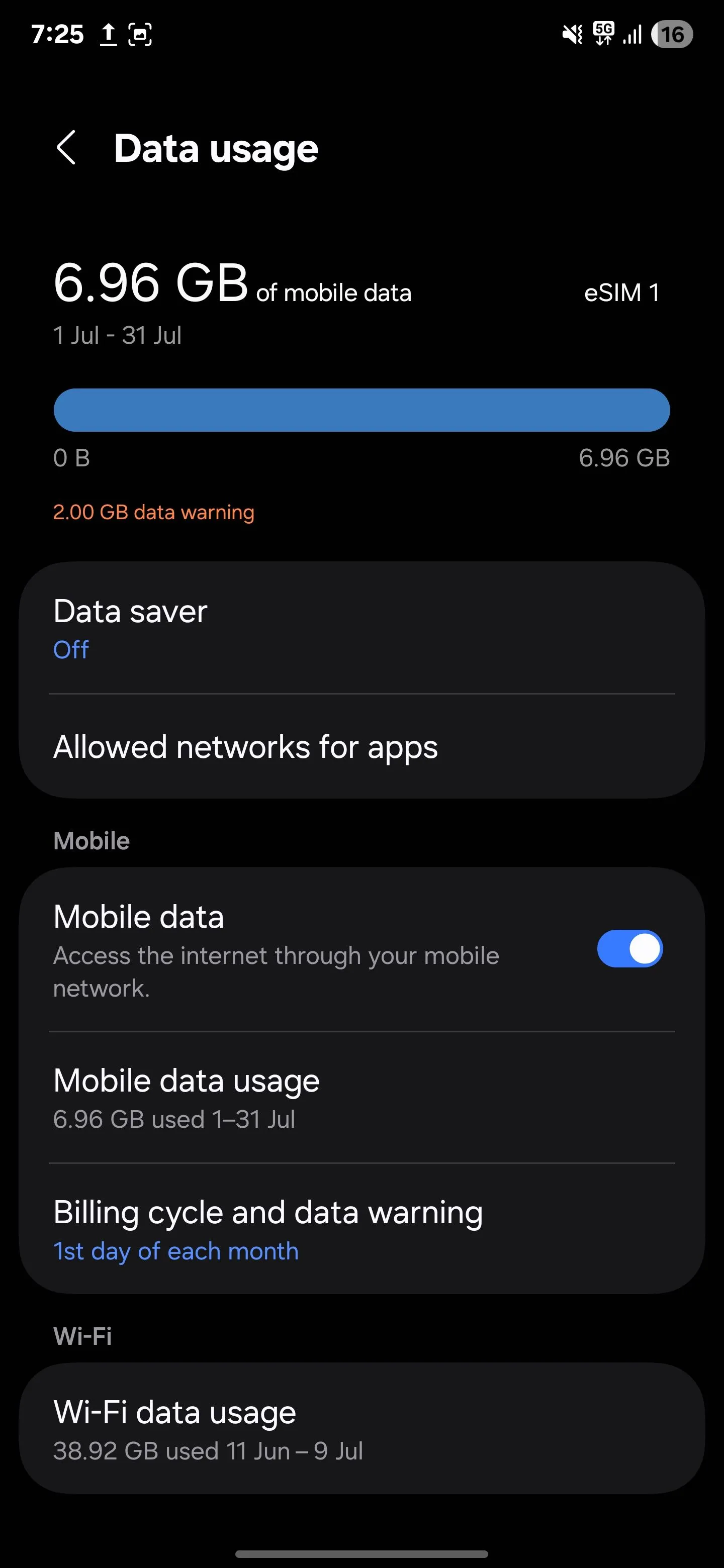 Xem và quản lý mức sử dụng dữ liệu di động trên điện thoại Samsung